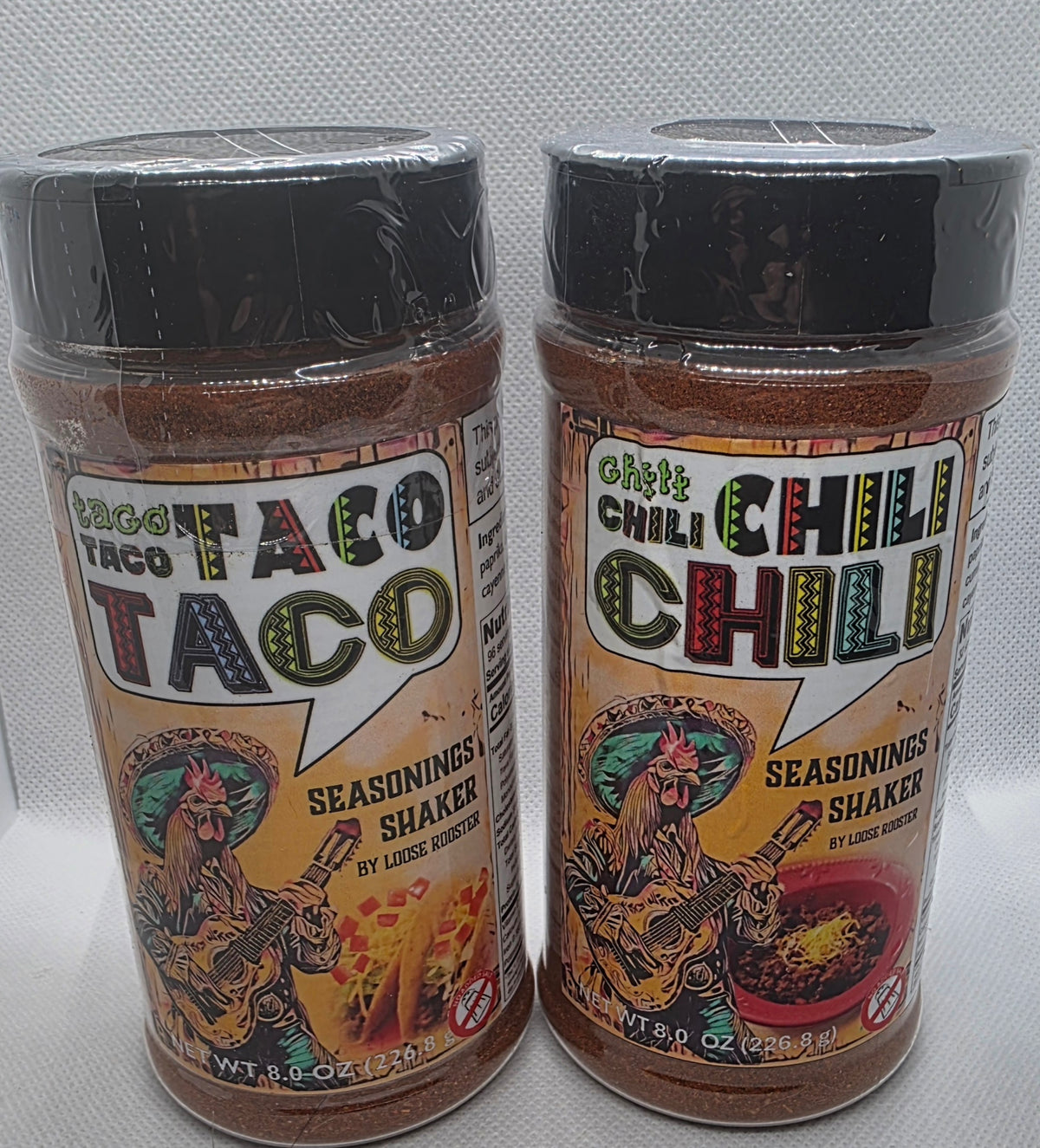 Loose Rooster's Taco & Chili Seasoning shakers Combo