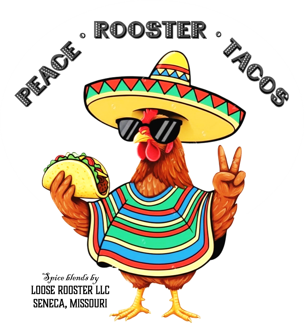 "Peace Rooster Tacos" shirt- Adult (white only)