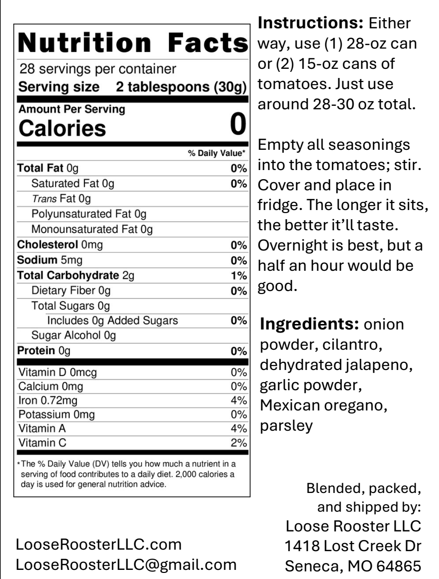 Instant Salsa Seasonings
