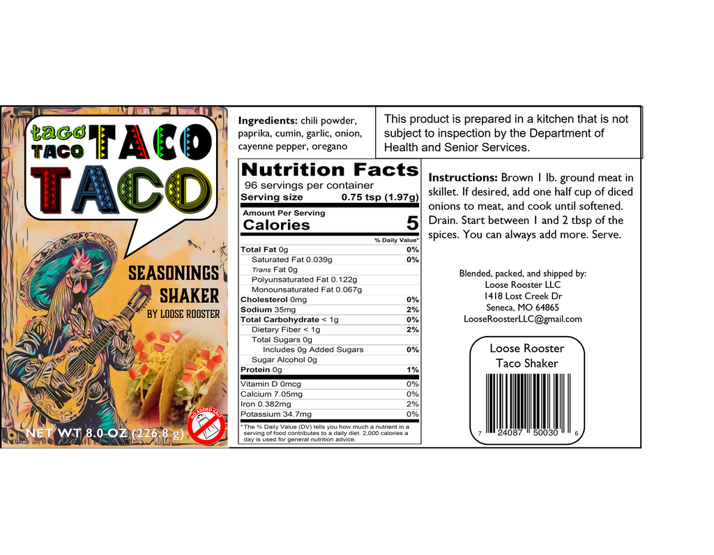 Loose Rooster's Taco & Chili Seasoning shakers Combo