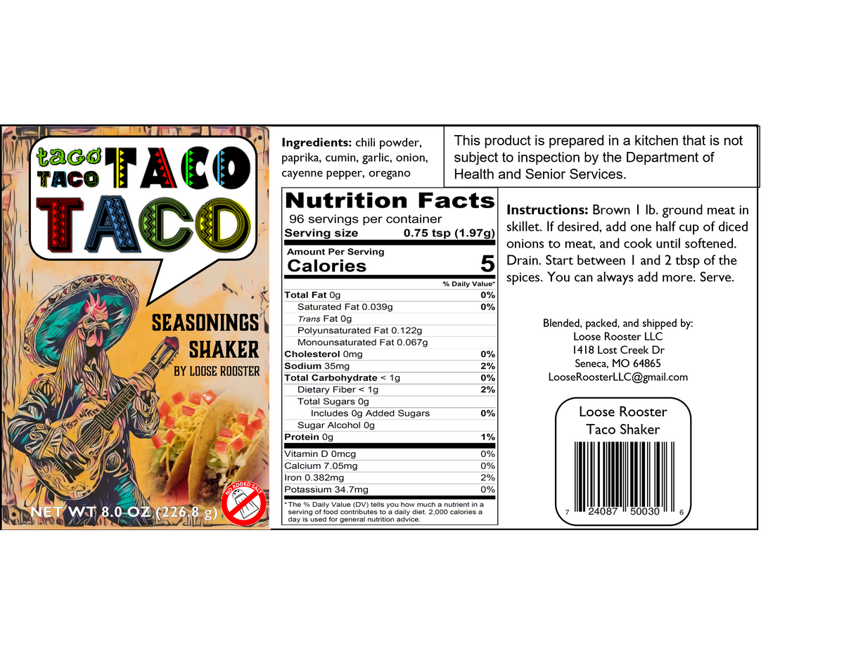 Loose Rooster's Taco & Chili Seasoning shakers Combo